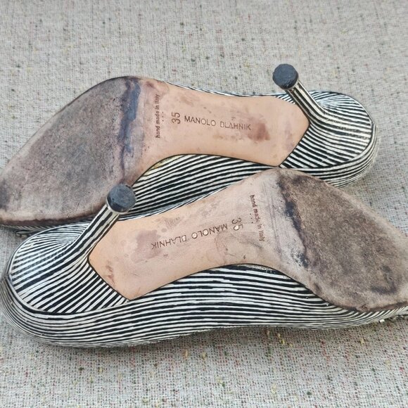 Manolo Blahnik Women Heels Sandal Crystal-embellished Pumps Shoes Italy Size 35 - Picture 10 of 12
